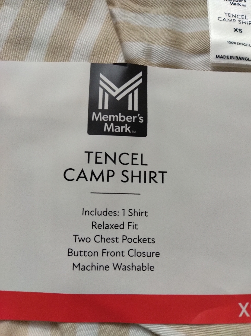 Member's Mark Women's Tencel Camp Button-Up Shirt Beige / White Stripe New XS - Picture 3 of 5